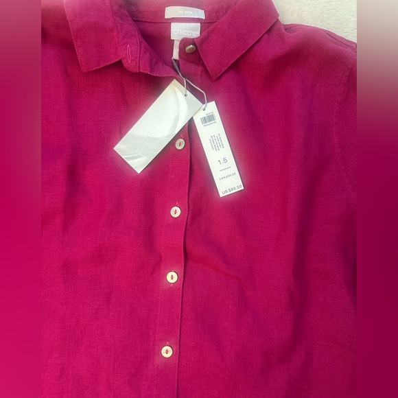 Chico’s Button Down Linen Shirt Size US 10/M 1.5 - Picture 7 of 11